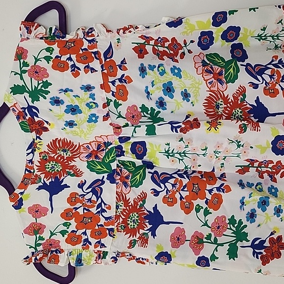 Boden Flame Scarlet Diamond Terrace Alicia Red and Pink Floral Blouse Size 8 - Picture 10 of 16